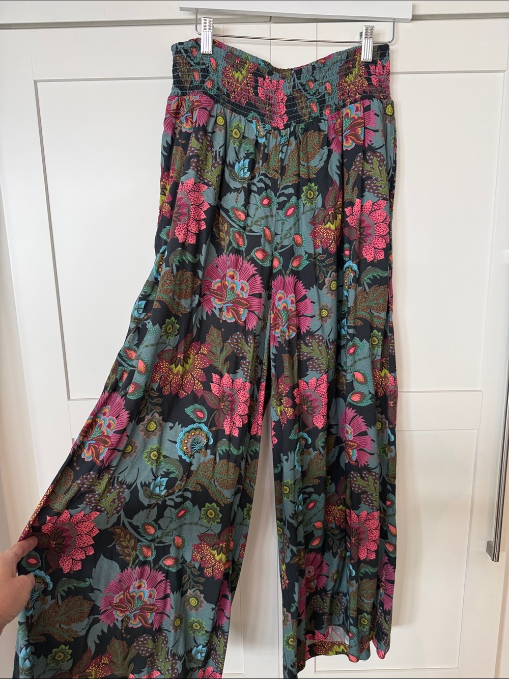 Sundance Floral Wide-Leg Pants in Pink & Teal - Picture 1 of 5